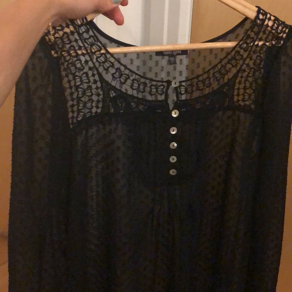 Black crocheted sheer blouse